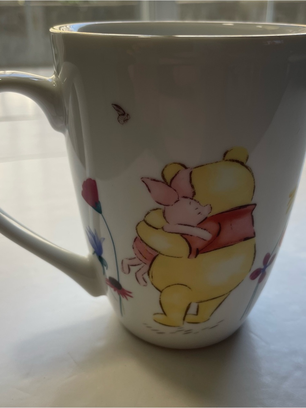 Disney Winnie the Pooh & Piglet Floral Coffee Mug | Gold Rim, Wildflowers - Picture 3 of 7